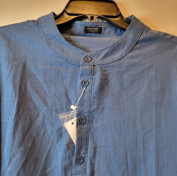 NWT Coof Andy 2XL Blue Mandarin Collar Tunic unisex - Picture 7 of 15